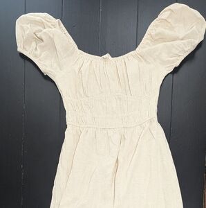 Cream Sundress with Puff Sleeves